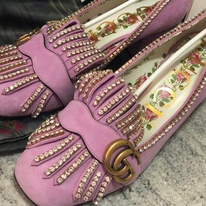 Gucci Marmont Swarovski Crystal  Suede leather